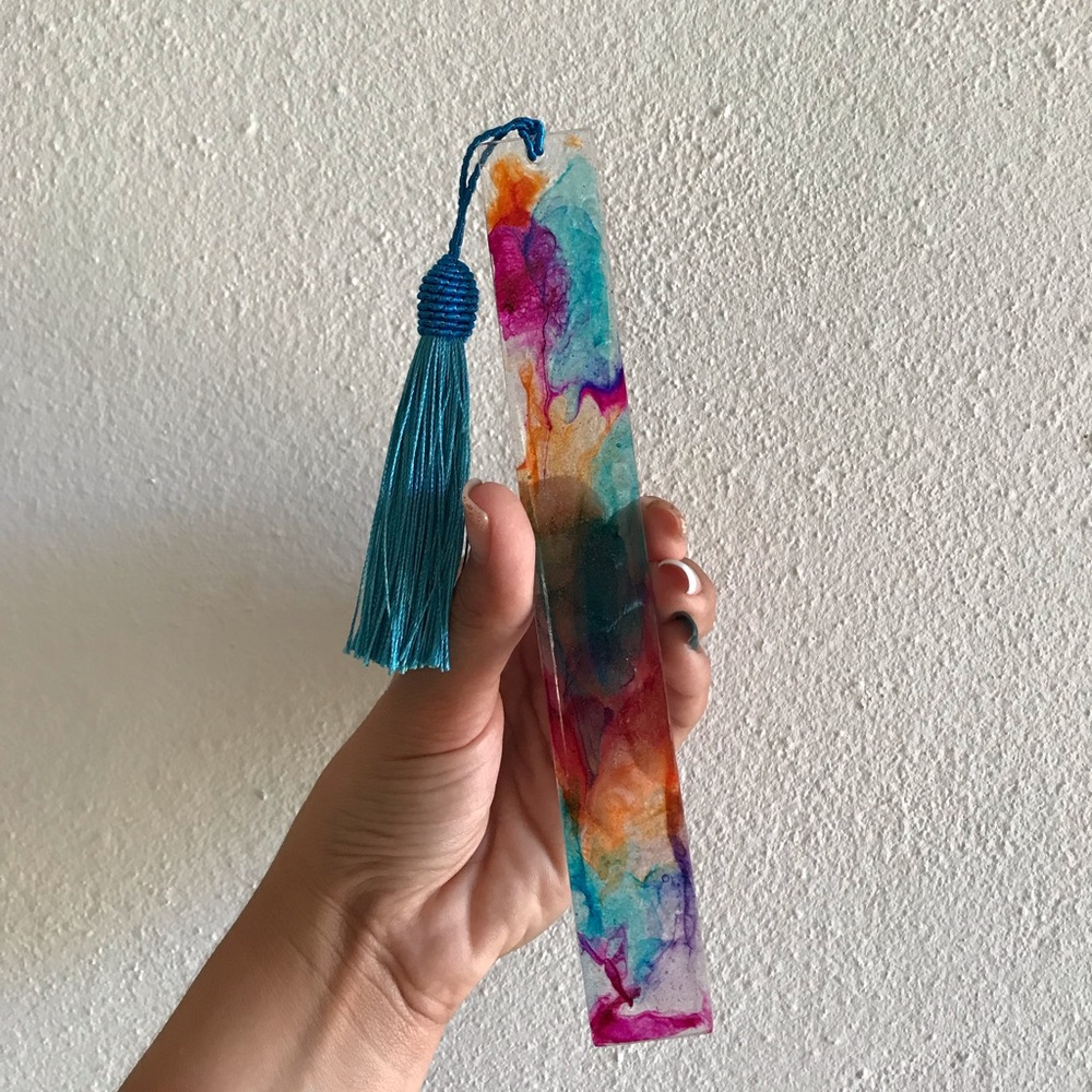 Watercolor resin bookmark